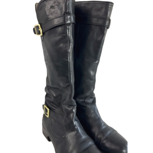 Vintage Coach Whitney Knee High Black Leather Riding Boots Gold Hardware 7.5 B